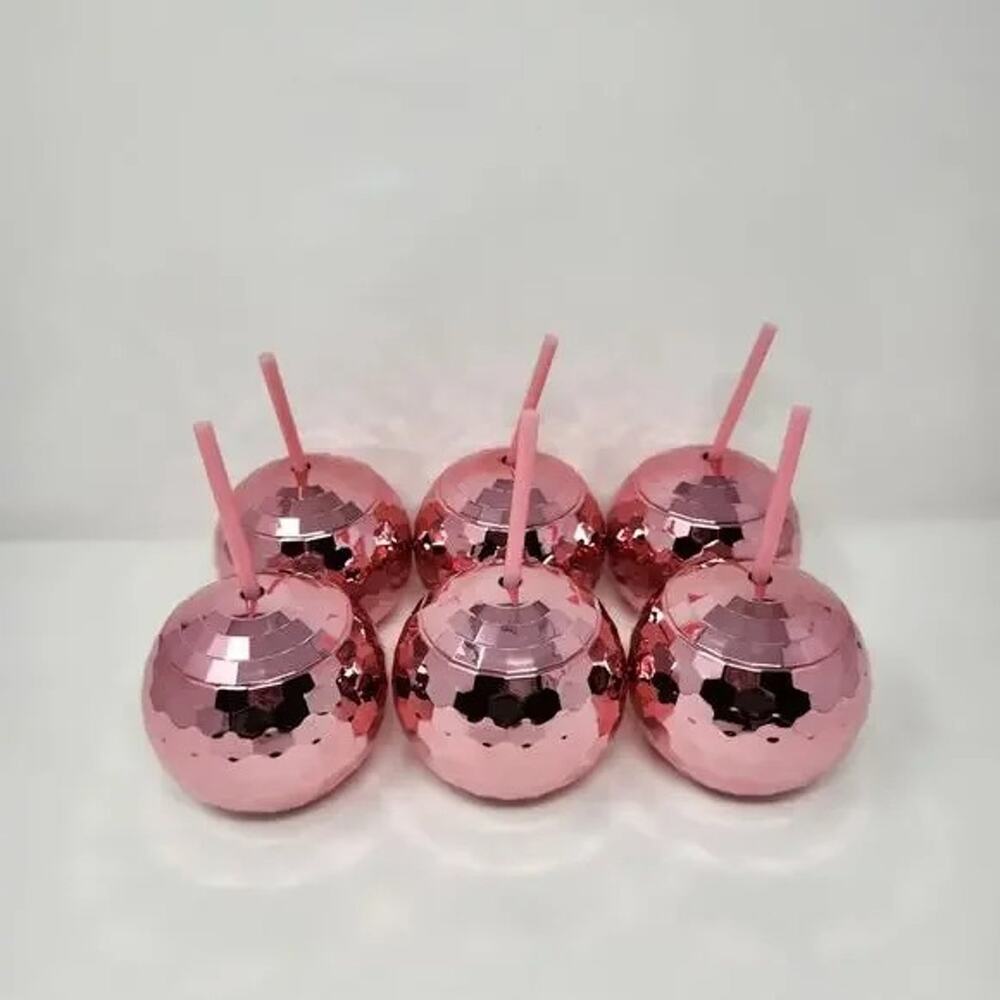 Pink Disco Ball Tumbler Cups Set of 6